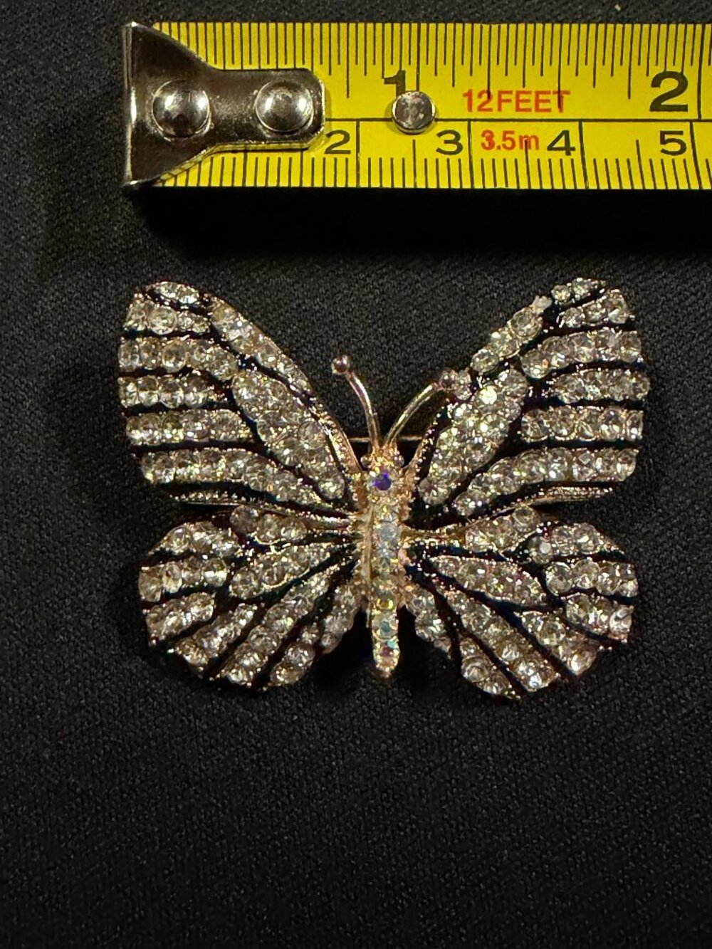 Vintage Rhinestone Butterfly Brooch Sparkly Gold Tone Pin 🦋✨